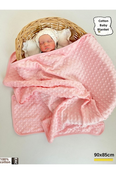 Bebella بطانية أطفال بناتي بطبقة مزدوجة من الحمص الوردي 100% قطن متعددة الأغراض موسمية 90x85 سم