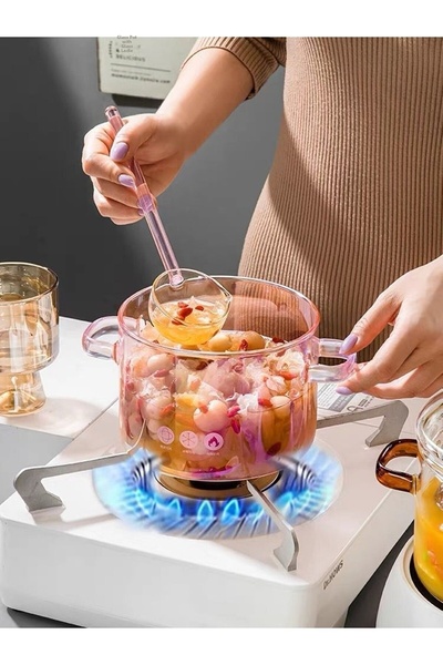 KÜÇÜK EW مغرفة زجاجية فاخرة مقاومة للحرارة، مغرفة صلصة زجاجية بوروسيلكات