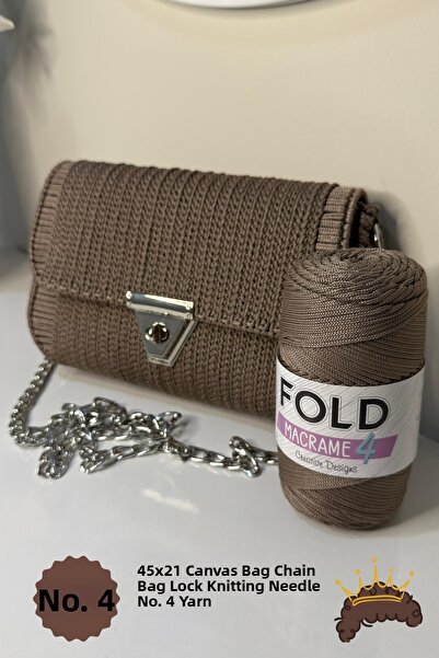 thekam Bodrum - طقم حقيبة محبوكة (قماش 45 × 21 سم) بوليستر رقم 4 خيط 200 جرام، طقم حقائب قماش بلاستيكية