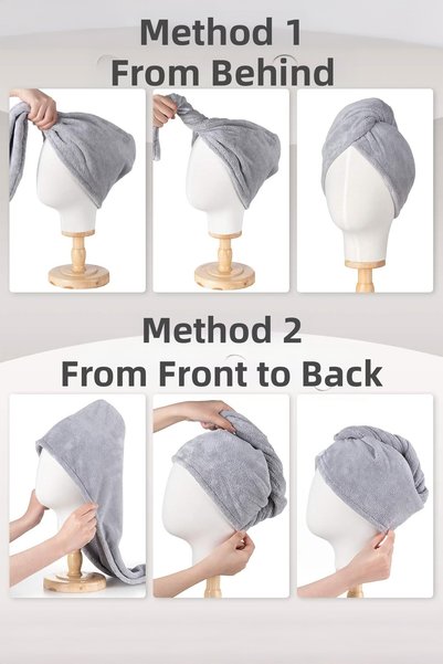 Telvesse Thick Microfiber Hair Towel Beach Sea Pool Cap Drying Bath Hair Drying Head Towel Cream