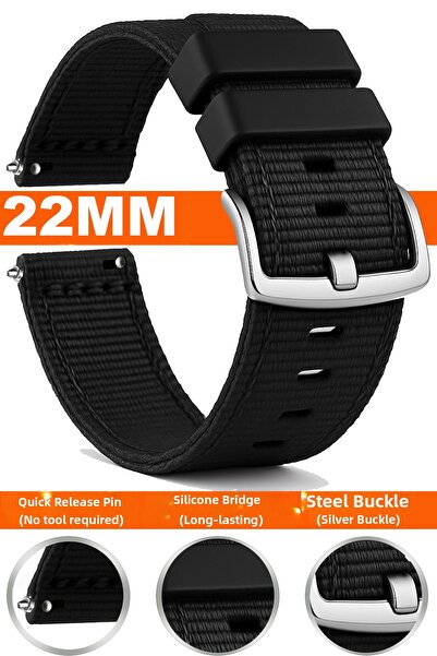 Trendburada سوار ساعة من القماش الناتو 22 ملم لساعة هواوي جي تي جي تي2 جي تي3...