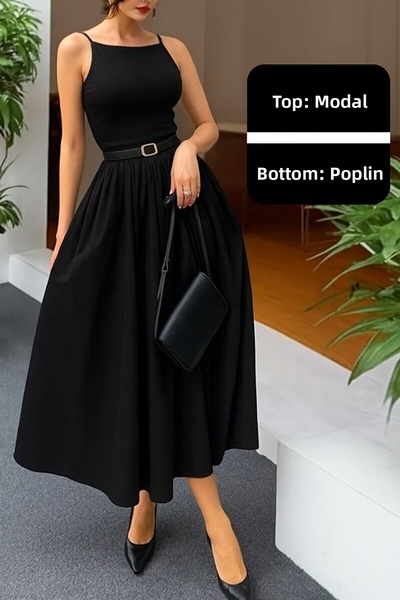 The Champ Clothing Women's Modal Top Dress with Poplin Hem Detail – Suitable for Casual and Special Occasion Combinations