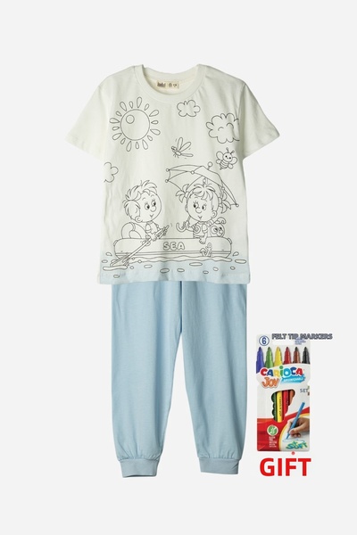 ZUZUNGA Cele mai drăguțe figurine pot fi vopsite cu creion privat Set de pijamale pentru copii (post-spălare nu lasă pete)