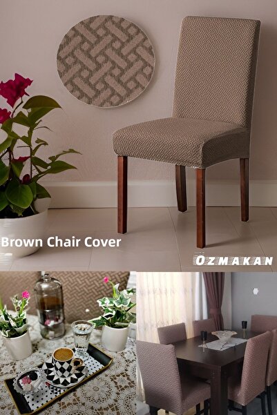 ÖZMAKAN High Quality Chair Cover, Lycra, Washable 1 Piece Brown Color