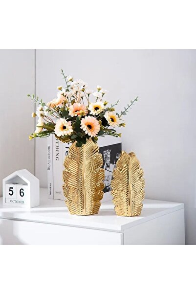 Luthien Set de 2 vaze cu frunze - Aur