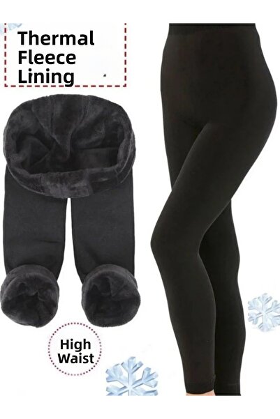 Kerem Giyim Dámské legíny Plyšové vnitřní zateplené zimní spodní prádlo Stahovací legíny s vysokým pasem