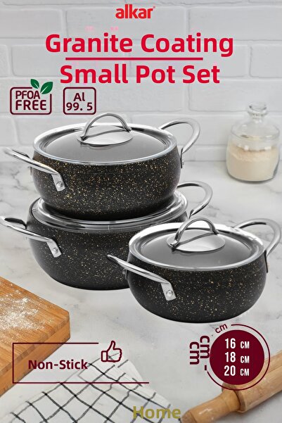 FİTHOME طقم 3 قدور صغيرة الحجم 16-18-20 سم