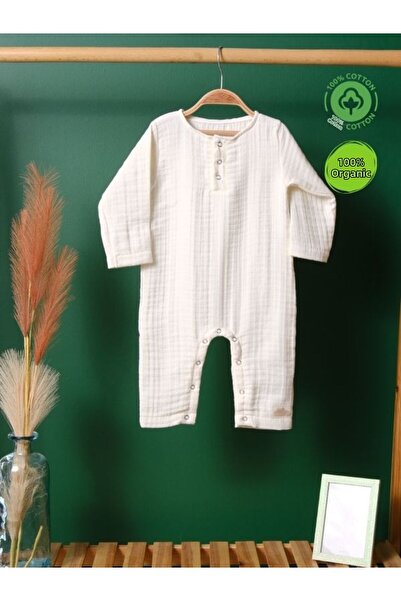 DeviCoo 100% Cotton Organic Muslin Long Sleeve Baby Romper