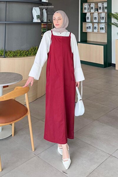 lamelif Gabardine Hijab Gilet Claret Red