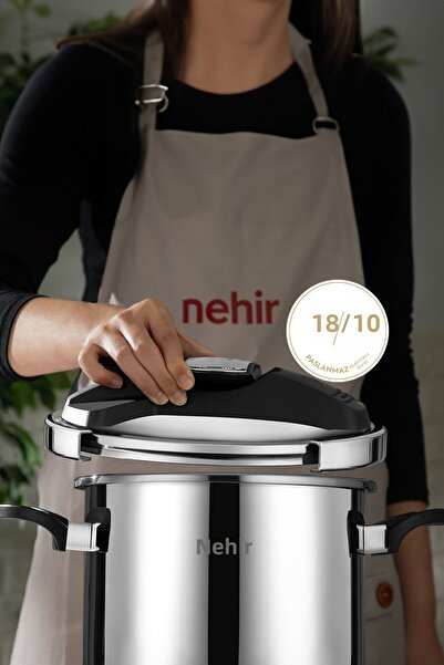 Nehir 5 Liter Stainless Matic Steel Pot - with Silver Pressure