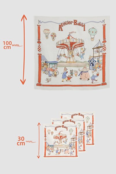 Atelier Babbi 100% Cotton Muslin Baby Blanket and 3-Piece Diaper Set - Funfair