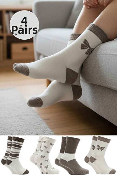 BENİSA ÇORAP Șosete groase de iarnă din lână de miel pentru femei, pachet de 4