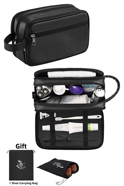 Woys Bags حقيبة حلاقة للرجال باللون الأسود - حقيبة يد لمستحضرات التجميل للرجال