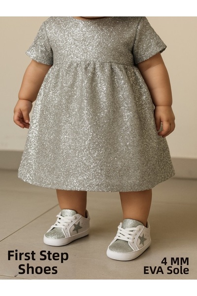 Patika Bebek حذاء الخطوة الأولى مصنوع من قماش لامع متوهج ليلاً لدعوات الزفاف ...