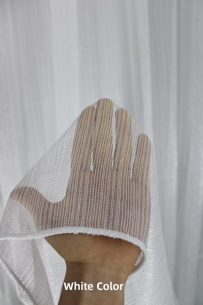 MebelPort Curtain Glittery Plain Striped Rotating Tulle Sparse (1 x 2) Pleated