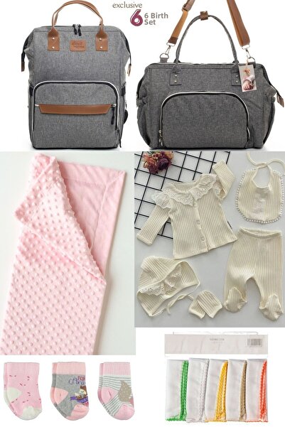 Necix's 6-Piece Baby Birth Set - Hospital Exit, Mother and Baby Care, Shoulder and Backpack, Blanket, Socks and Wipes
