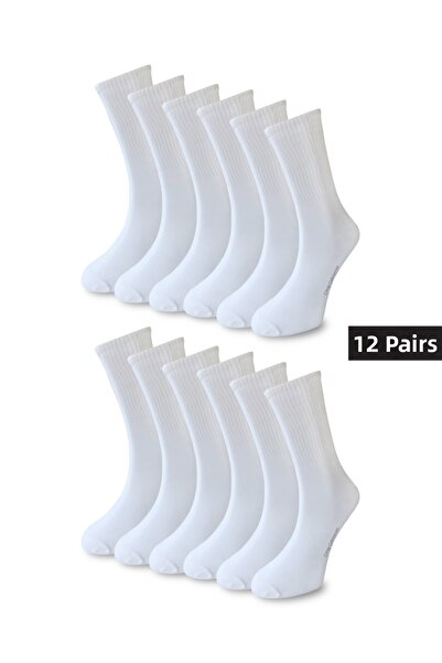 Çorap Çekmecesi Памучни обикновени бели чорапи за тенис 12 оп