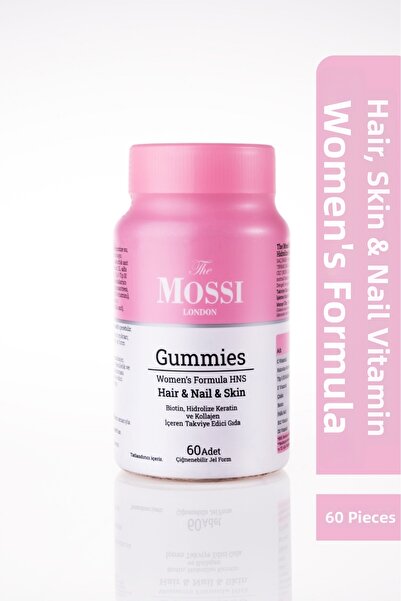The Mossi London فيتامينات جيلاتينية خاصة للشعر والأظافر والبشرة للنساء - كيراتين، كولاجين، بيوتين، فيتامينات C، D3، B12، E