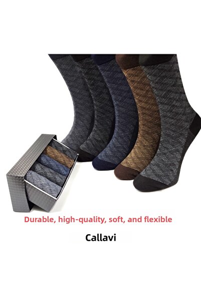 CALLAVI Bezešvé bambusové žakárové pánské krabice 5 párů