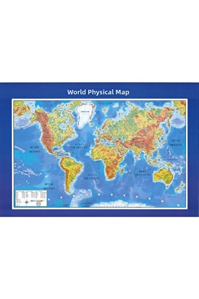 Okul Dünyası خريطة العالم الفيزيائية 100x140 سم