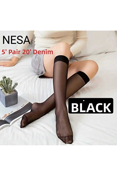 NESA 5'pereche subțire sub genunchi 20' Den Pantaloni Ciorapi Femei Tulle Ciorapi 500* Negru