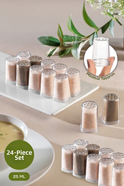 Vienev مجموعة مكونة من 24 ملاعق صغيرة للملح والفلفل باللون الشفاف