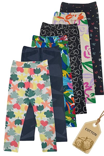MK Mukko Kids Dívčí legíny - sada 6 vzorovaných lycrových pohodlných sezónních letních bavlněných dlouhých legín (2-13 LET) St-2
