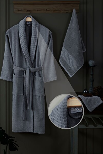 My Catherine طقم رداء حمام مكون من 3 قطع 100% قطن |   طقم رداء حمام عالي الجو...