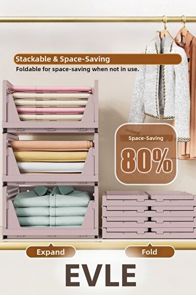 EVLE Set de 3 rafturi modulare albastre – Organizator în interiorul dulapului cu mecanism glisant, pudră, 33,5 x 43 x 55,5 cm