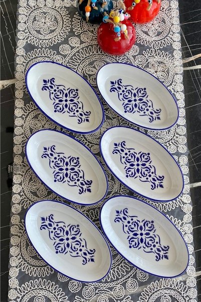 Generic Brand مجموعة نموذج نبات القراص مكونة من 6 أطباق إفطار صغيرة بيضاوية