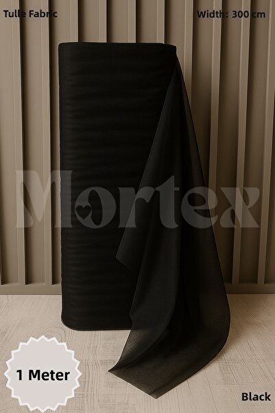 Mortex قماش تول أسود من نوع Hayal، مقاس 1 متر، الأكثر ثباتًا، 3 أمتار، للخطوب...