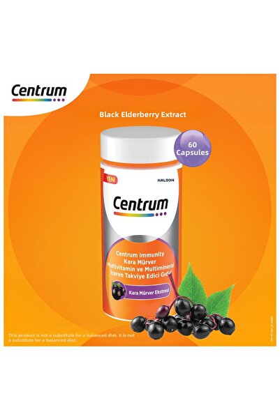 Centrum Immunity Black Elderberry Food Supplement with Multivitamins and Minerals - 60 Capsules