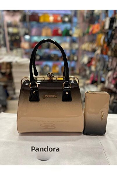 Pandora Bags مجموعة حقيبة ومحفظة من الجلد اللامع - جلد