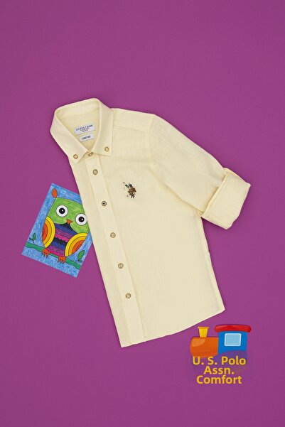 U.S. Polo Assn. Cămașă de bază cu mânecă lungă Lemon pentru băiat 50298012-VR035