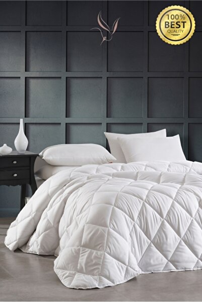 VESSİNOHOME Cuvertură dublă Umplutură cu silicon Fibră Microfibră Suprafață Alb Termic 195x215 Seria Diamant