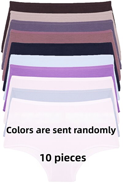 Nicoletta سراويل داخلية نسائية قطنية بألوان عشوائية، 10 قطع