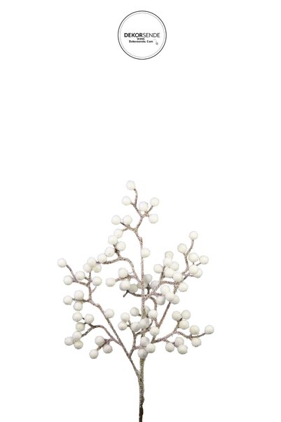 Dekorsende Ramură de fructe de pădure înzăpezită pentru pomul de Crăciun și ornament pentru ușă, albă, 35 cm