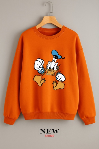 New Shine Duck Print Crew Neck Sweatshirt