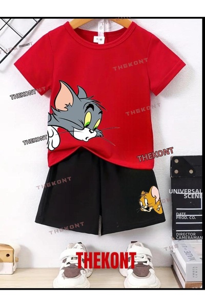 THEKONT SET DE PANTALONI SCURT/TRICOURI PENTRU COPII CU IMPRIMARE DE SUS ȘI D...