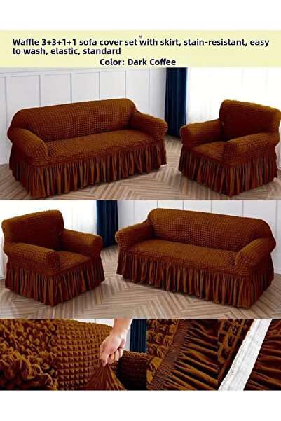 ARİFE HOME طقم غطاء أريكة من القطن Bürümcük مع غطاء أريكة بحاشية مطاطية 3+3+1...