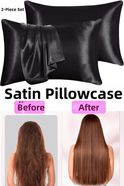 ModaCon غطاء وسادة من الساتان الحريري مقاس 50x70 سم مضاد للعرق وغير معطر باللون الأبيض 2 قطعة