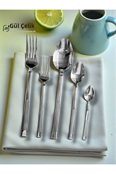 KAVEH طقم شوك وملاعق مكون من 60 قطعة لـ 12 شخصًا موديل 18/0 جودة