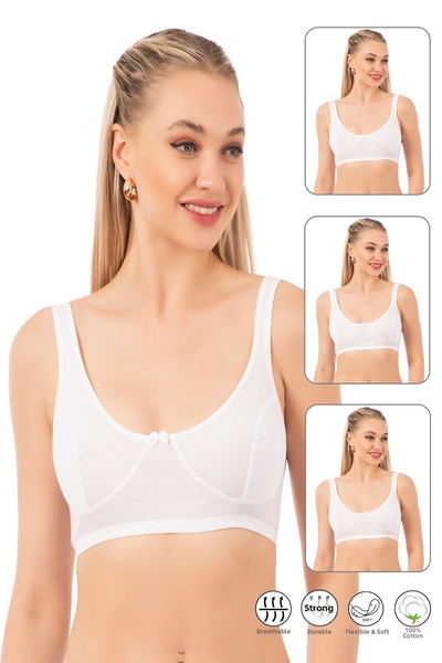 ÖZKAN underwear حمالة صدر أوزكان 0564 مكونة من 3 قطع مضلعة فارغة بدون أسلاك داخلية