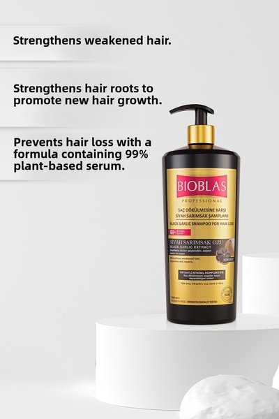 Bioblas Black Garlic Shampoo Against Hair Loss 1,000 ml Strengthening Formula Against Hair Loss