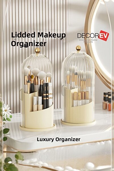 decorev منظم مكياج منزلق لمستحضرات التجميل، منظم فرشاة مكياج