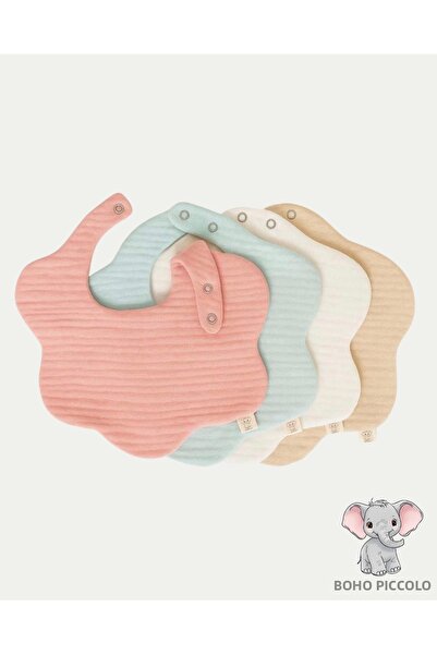 Boho Piccolo مجموعة من 4 صدريات أطفال من الموسلين الناعم المصنوع من القطن بنسبة 100% - خالية من النيكل