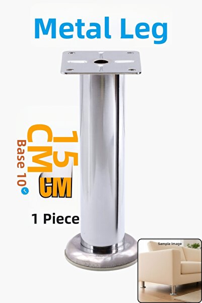 Badem10 Chrome Metal with Table Top 15 cm Silver Furniture Leg Modern Armchair Sofa Durable Tv Unit Leg Feet