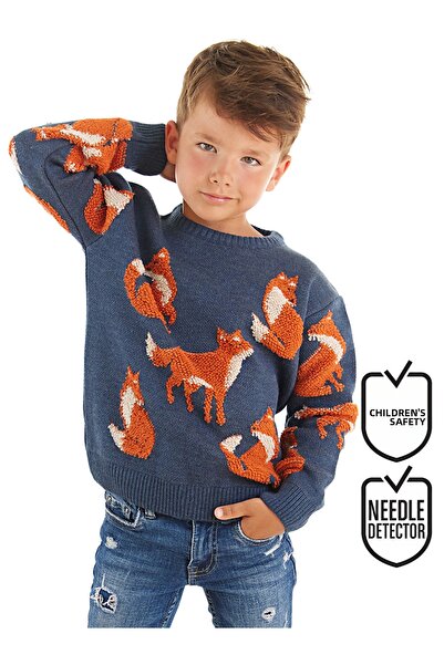 MSHB&G Navy Blue Fox Boy Long Sleeve Knitwear Sweater