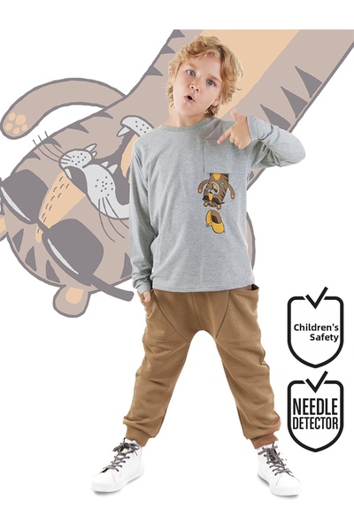 Denokids Boy's T-Shirt and SwEatpants SEt - TigEr in thE PockEt