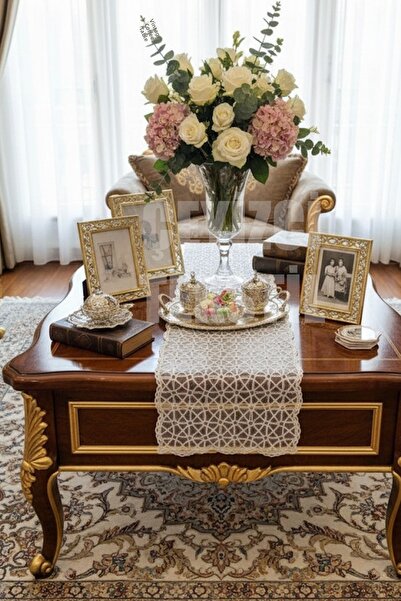 Çt Çeyizci Tekstil Γαλλική δαντέλα Λεπτομερής μονός δρομέας, επιτραπέζιος δρο...